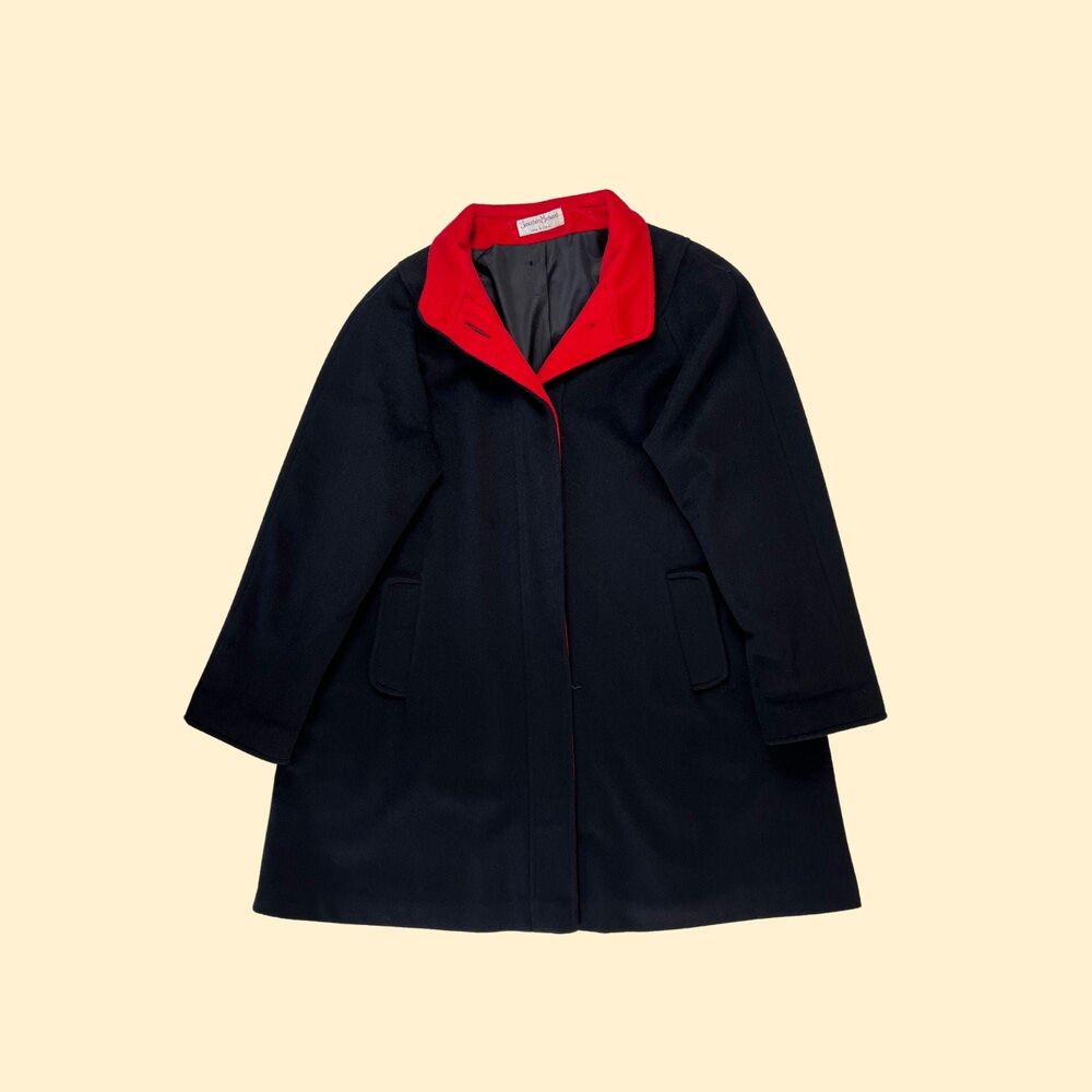 70s/80s black wool trench coat by Jonathan Michael, size 10 vintage jacket